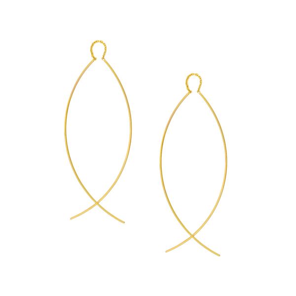 14K YG 'Hawley Street' Curved Wire Threader Earrings Image 2 Skaneateles Jewelry Skaneateles, NY