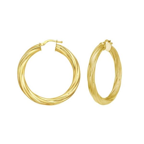14K YG Skaneateles Signature 40mm x 4.5mm Full Twist Large Hoops Skaneateles Jewelry Skaneateles, NY