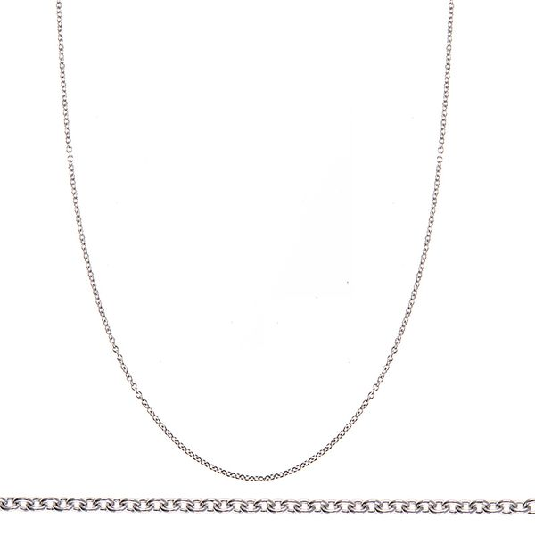 14K WG Ladies 1.1 mm White Cable Chain  16