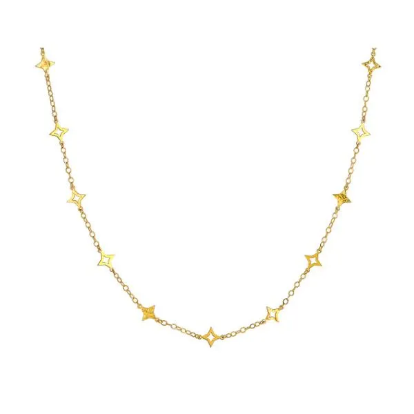 4 Point Star Strato Double Curb Necklace - 18