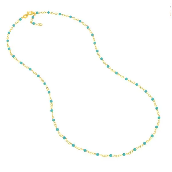 Light Turquoise Enamel Bead on Piatto Chain Image 2 Skaneateles Jewelry Skaneateles, NY