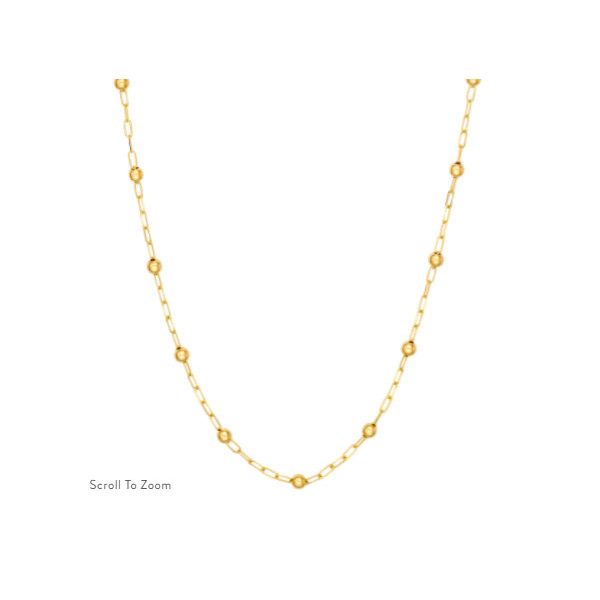 14K YG 1.7mm Skaneateles Signature Beaded Paperclip Chain w/Lobster Clasp - 18