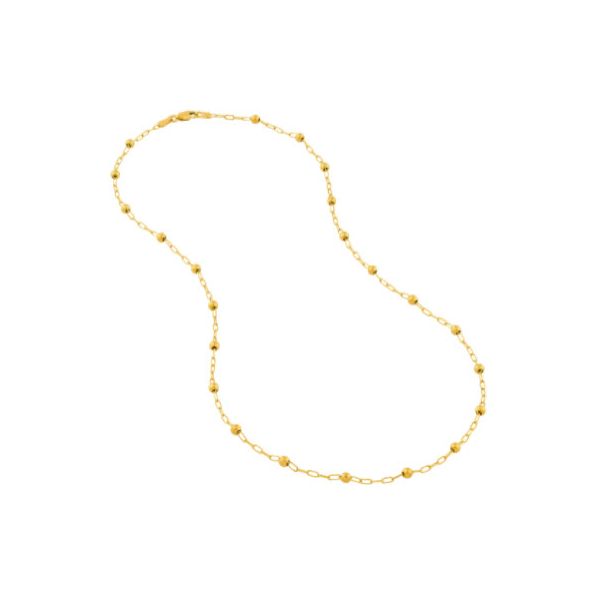 14K YG 1.7mm Skaneateles Signature Beaded Paperclip Chain w/Lobster Clasp - 18