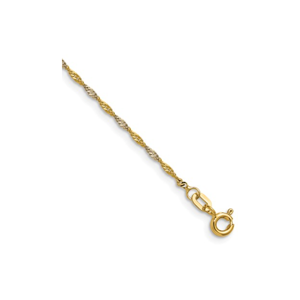 14K YG  and Rhodium 1.4mm Singapore Chain 18