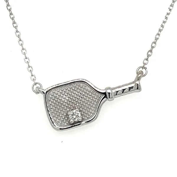 Small White Gold Pickelball Paddle Necklace Skaneateles Jewelry Skaneateles, NY