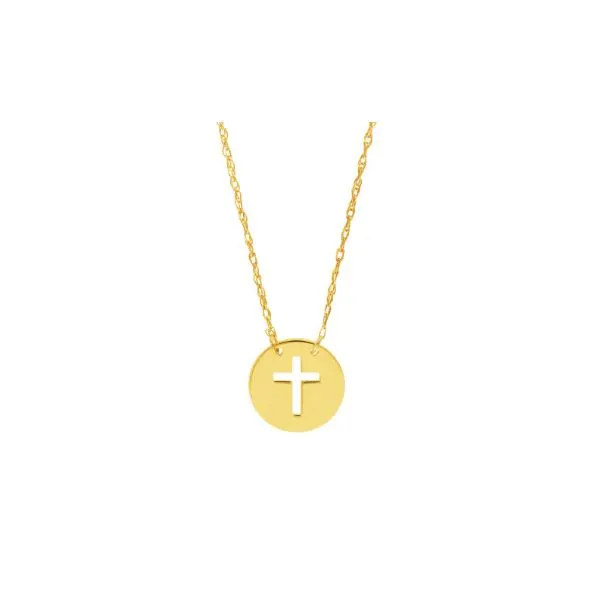 14K YG 'So You' Cutout Cross Mini Disc Necklace- Adjustable Skaneateles Jewelry Skaneateles, NY