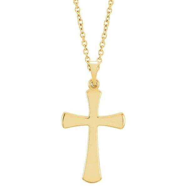 14K YG "Next Generation" 16.5x9.5 mm Small Cross w/Chain 18" Skaneateles Jewelry Skaneateles, NY