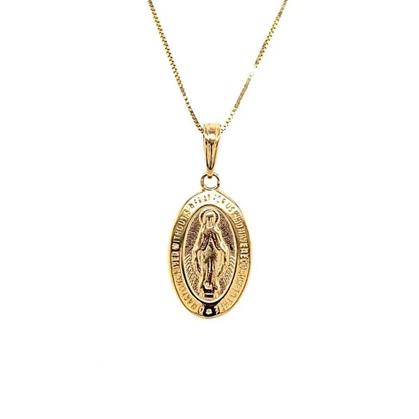 14K YG Miraculous Medal Pendant w/18