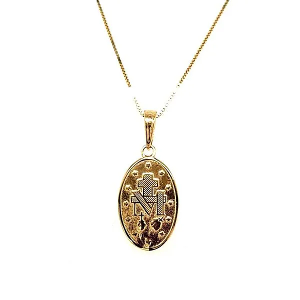 14K YG Miraculous Medal Pendant w/18