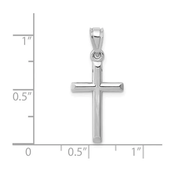 14K White Gold Small Polished Cross Image 2 Skaneateles Jewelry Skaneateles, NY