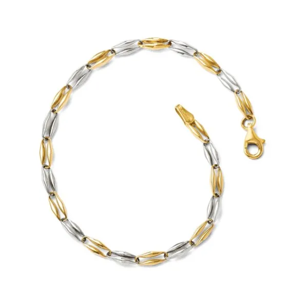 14K YG/WG Ladies Leslie's Polished Designer Fancy Link Bracelet Skaneateles Jewelry Skaneateles, NY