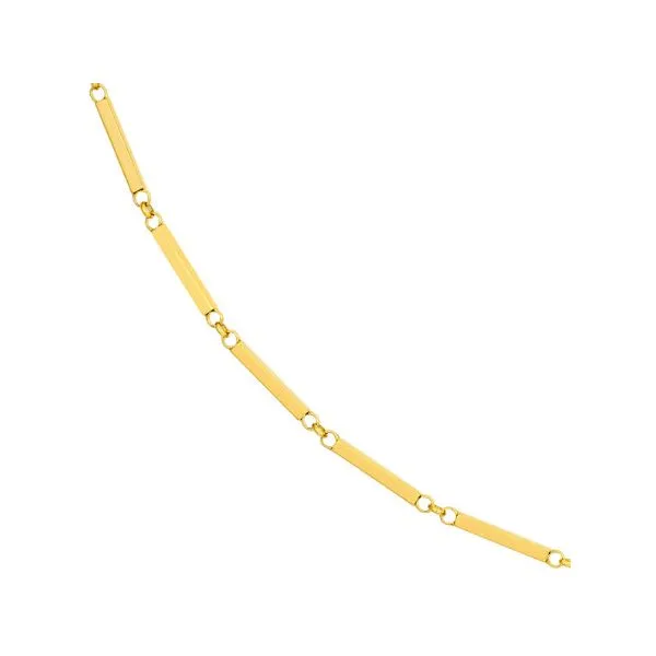 14K YG Hand Made Rectangle Bar Station Chain Bracelet Skaneateles Jewelry Skaneateles, NY