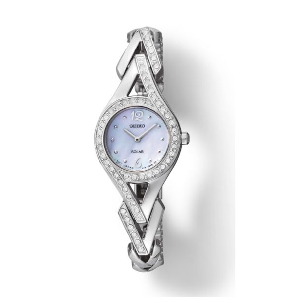 Ladies Stainless MOP Dial Swarovski Crystal Ladies Solar Watch Skaneateles Jewelry Skaneateles, NY