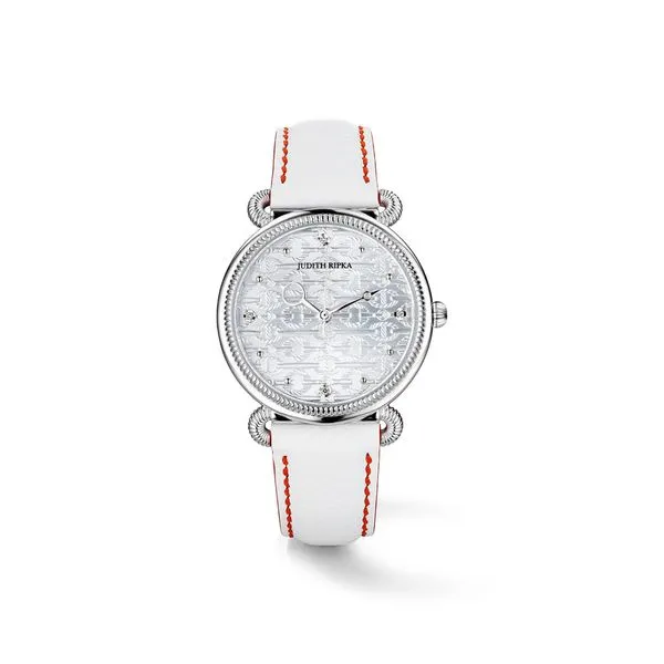 SS Judith Ripka Vienna MOP Watch with White Strap Skaneateles Jewelry Skaneateles, NY