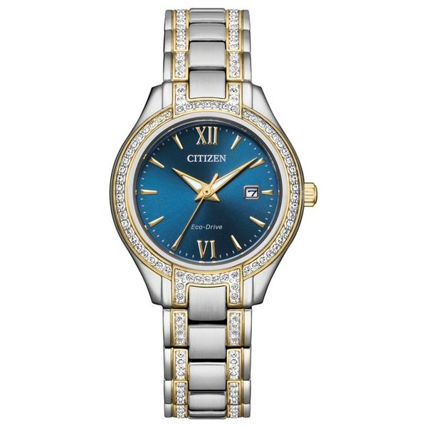 Lady's Eco Drive WR50 SST Bracelet Citizen Watch - Navy Dial Skaneateles Jewelry Skaneateles, NY