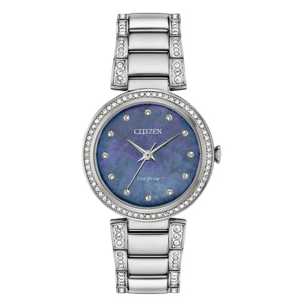 Ladies Citizen Silhouette Crystal Eco Drive Bracelet Blue Dial Watch Skaneateles Jewelry Skaneateles, NY