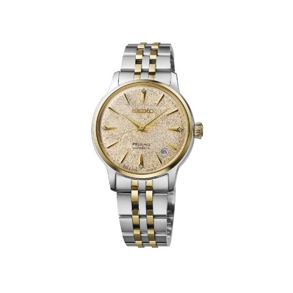 Seiko Presage Cocktail Time Automatic Watch 34mm Champagne Diamond Dial Two-Tone Stainless Steel Bracelet Skaneateles Jewelry Skaneateles, NY