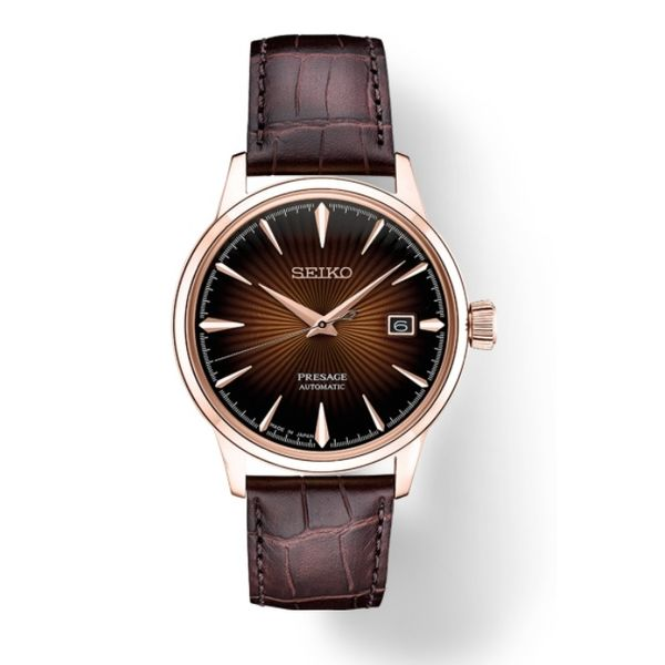 Seiko Presage Stainless with Rose Accent Automatic Brown Dial Date Watch Skaneateles Jewelry Skaneateles, NY