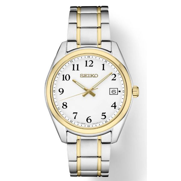 Seiko Essentials White dial with gold accents and Arabic numerals Skaneateles Jewelry Skaneateles, NY