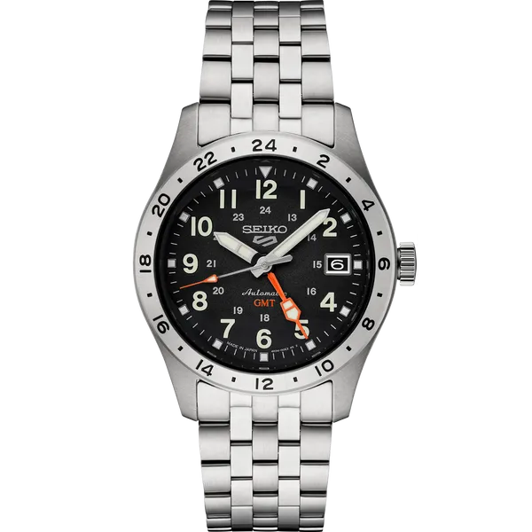Seiko 5 Sports Stainless Automatic GMT Black Dial Skaneateles Jewelry Skaneateles, NY