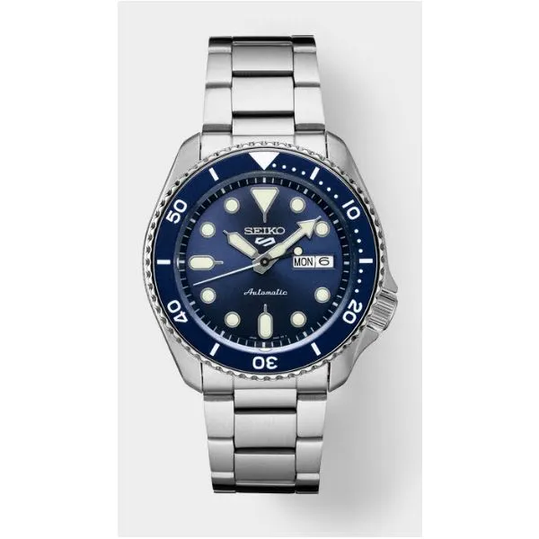 Seiko 5 Sports Stainless Automatic Blue Dial Image 2 Skaneateles Jewelry Skaneateles, NY