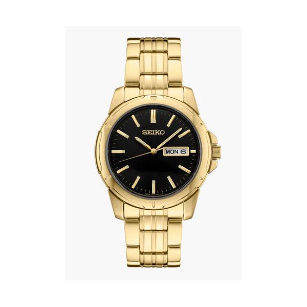Seiko SUR358 Gold-Tone Black Dial Men’s Watch | Skaneateles Jewelry Skaneateles Jewelry Skaneateles, NY