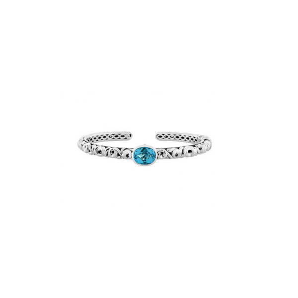 SS  Ladies Charles Krypell Oval Swiss Blue Topaz & Sapphire Filigree Cuff Bracelet Skaneateles Jewelry Skaneateles, NY