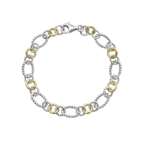 18K YG & Sterling Silver Del Corso Oval Italian Cable - 7