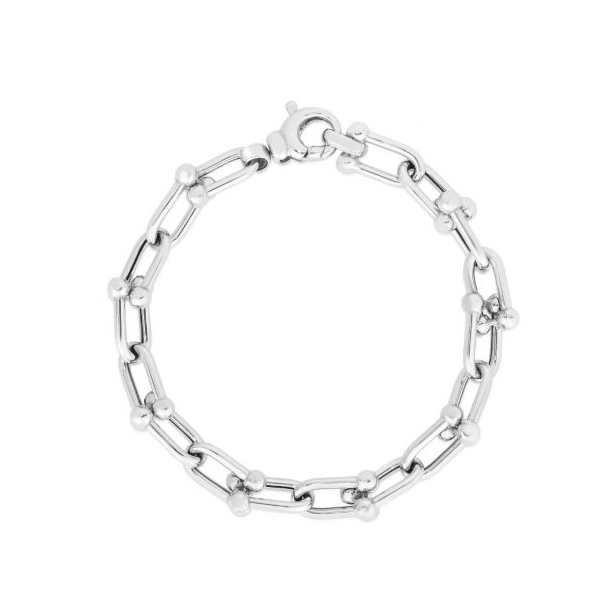 Sterling Silver 9.3mm Beaded Paperclip Men's Bracelet Skaneateles Jewelry Skaneateles, NY