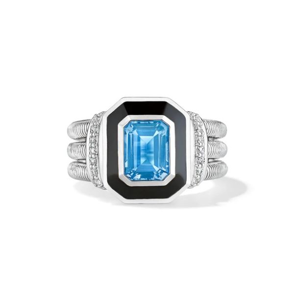 Adrienne Diamond, Blue Topaz, & Enamel Ring Skaneateles Jewelry Skaneateles, NY