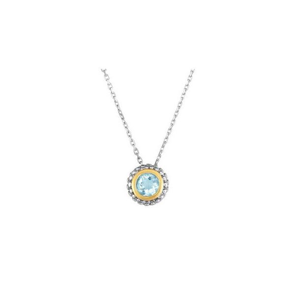 Sterling Silver & 18K 5 mm Aquamarine Pendant with Chain Skaneateles Jewelry Skaneateles, NY