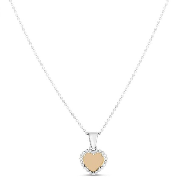 18K Gold & Sterling Silver Popcorn Heart Pendant Skaneateles Jewelry Skaneateles, NY