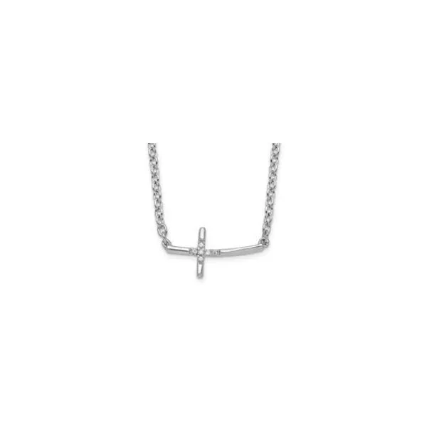 Sterling Silver 'White Ice' Diamond Sideways Cross Necklace Skaneateles Jewelry Skaneateles, NY