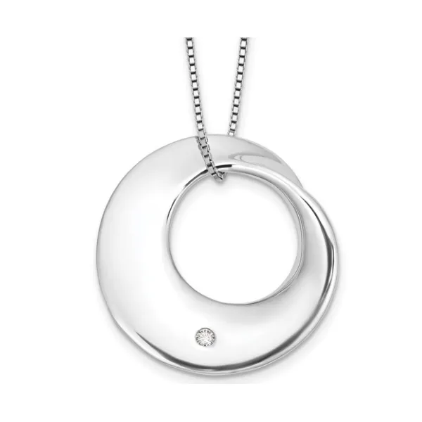 Sterling Silver Circle Diamond Pendant w/18