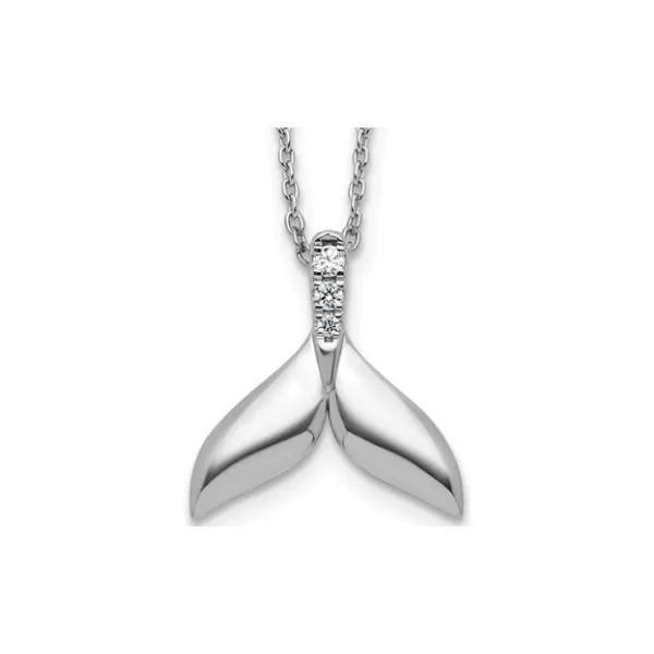 Sterling Silver .08ct Whale Tail Necklace with 18
