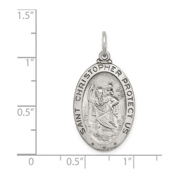 Sterling Silver Oval Saint Christopher Medal with Hockey Player on Back Image 3 Skaneateles Jewelry Skaneateles, NY