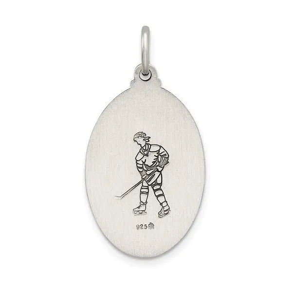 Sterling Silver Oval Saint Christopher Medal with Hockey Player on Back Skaneateles Jewelry Skaneateles, NY