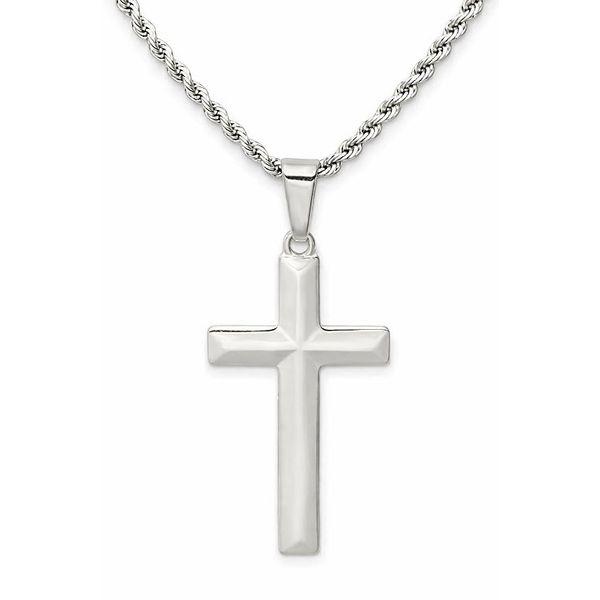 Sterling Silver Polished Cross Pendant With Chain Skaneateles Jewelry Skaneateles, NY