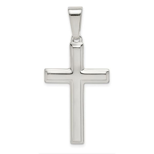 Sterling Silver Polished Cross Pendant on 20