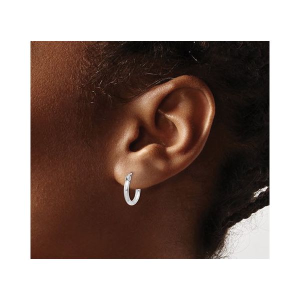 Sterling Silver 2 mm x 12.5 mm Hoop Earrings Image 2 Skaneateles Jewelry Skaneateles, NY