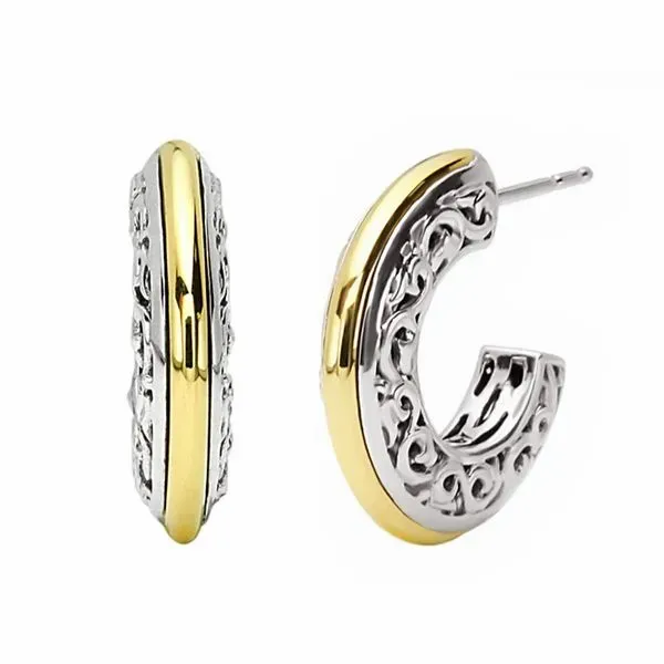 Charles Krypell Sterling Silver 14KW/18KY Ivy Fashion Hoop Earrings Skaneateles Jewelry Skaneateles, NY