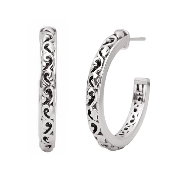 Charles Krypell Sterling Silver & 14 karat white gold Large-Hoop Ivy Fashion Earrings Skaneateles Jewelry Skaneateles, NY