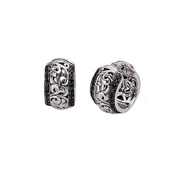 Charles Krypell Sterling Silver & 14 karat white gold Black & White Huggie Earrings Skaneateles Jewelry Skaneateles, NY