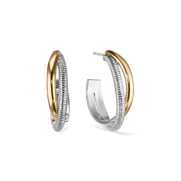 SS & 18K YG Judith Ripka Eternity Round Hoop Earrings Skaneateles Jewelry Skaneateles, NY