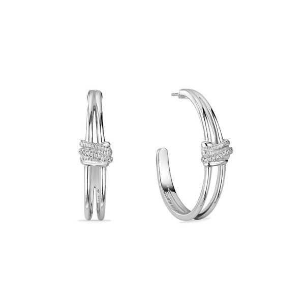 SS Judith Ripka Eternity Diamond Highway Hoop Earrings 0.13ct TW Skaneateles Jewelry Skaneateles, NY