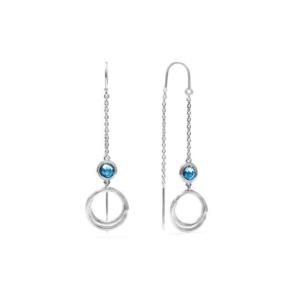 SS Judith Ripka Santorini London Blue Topaz Threader Earrings Skaneateles Jewelry Skaneateles, NY