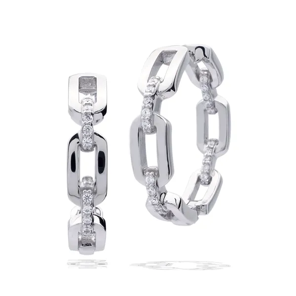 Sterling Silver & CZ Hoop Earrings Skaneateles Jewelry Skaneateles, NY