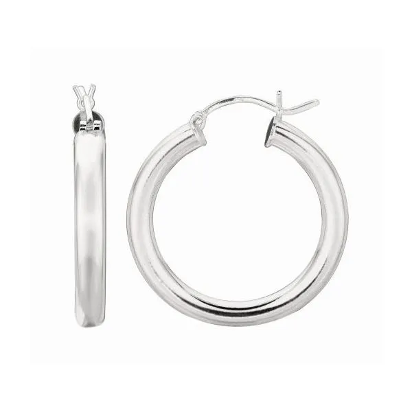 Sterling Silver 4.0mm x 25mm Hoop Earrings Skaneateles Jewelry Skaneateles, NY