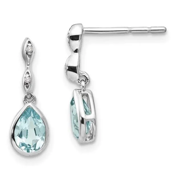 Sterling Silver Blue Topaz and Diamond Earrings Skaneateles Jewelry Skaneateles, NY