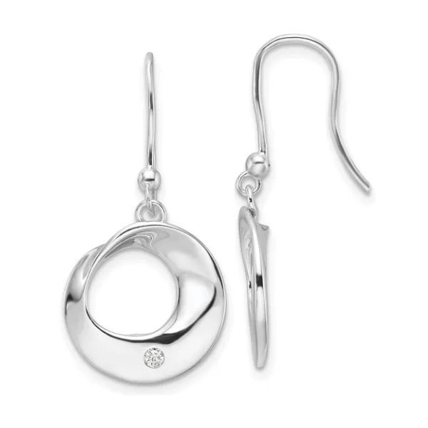 Sterling Silver .05ct Diamond Circle Shepherds Hook Dangle Earrings Skaneateles Jewelry Skaneateles, NY
